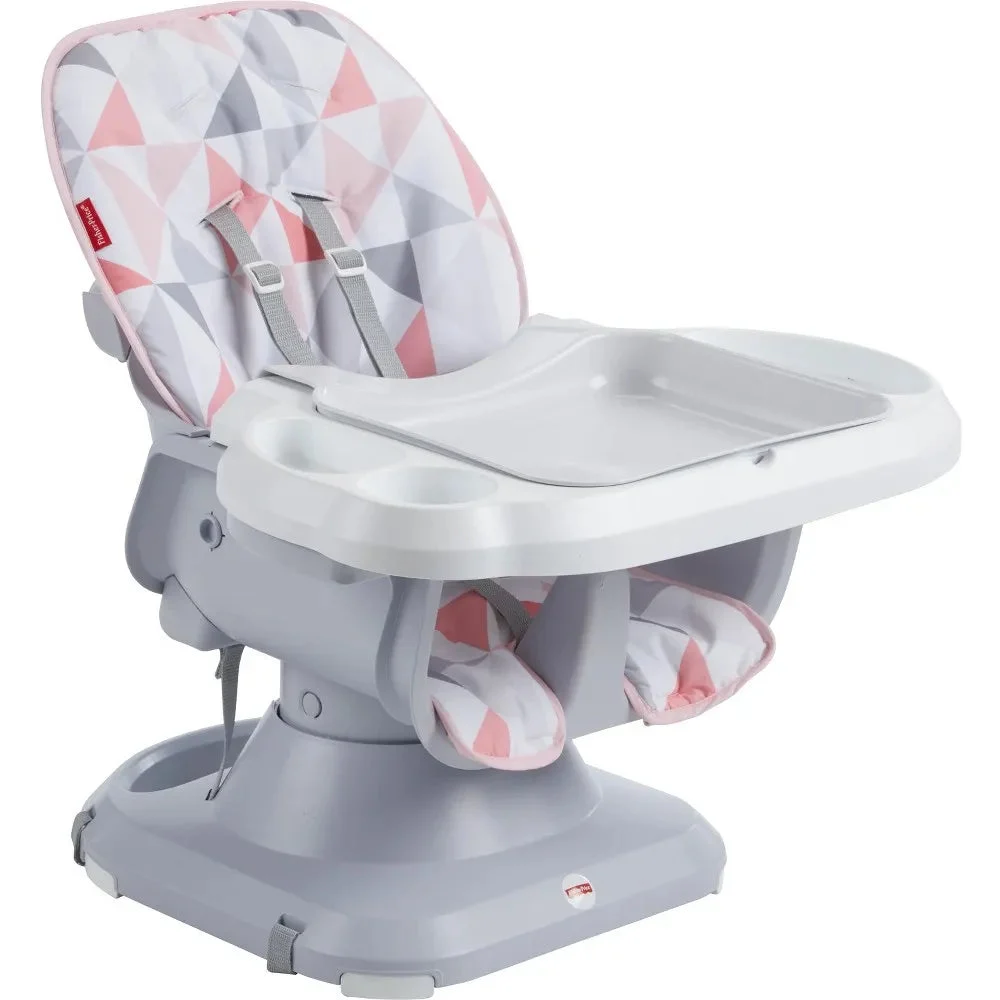 Fisher-Price SpaceSaver Fabric Kids High Chair - White/Gray