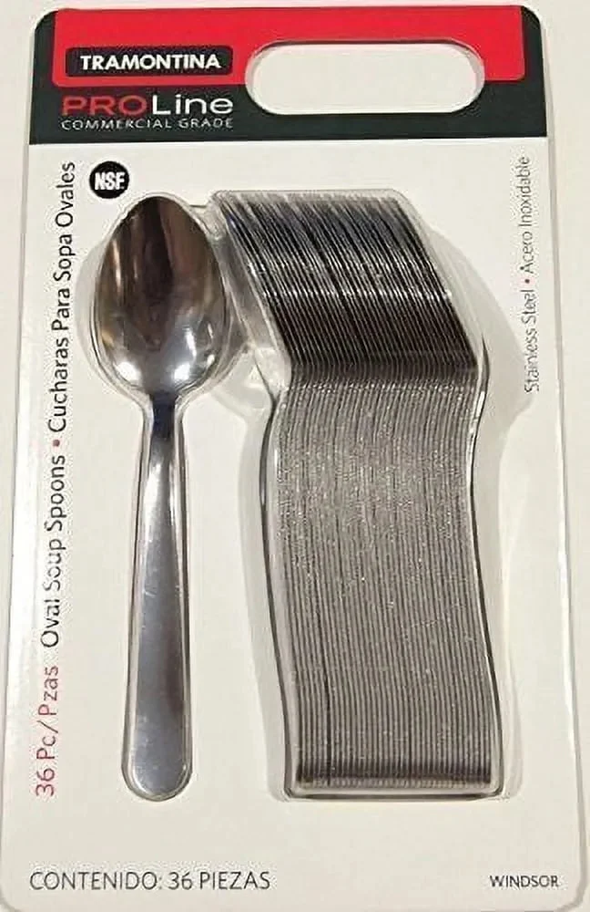 TRAMONTINA USA INC Tramontina Pro Line Commercial Grade Stainless Steel Oval Soup Spoon - Windsor Pattern (36 ct)