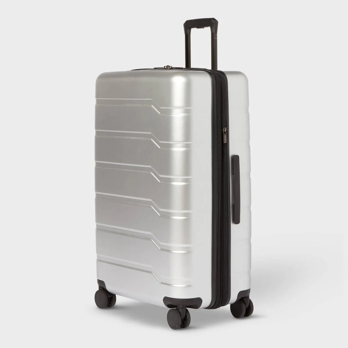 Open Story Large Checked Hardside Suitcase - Silver