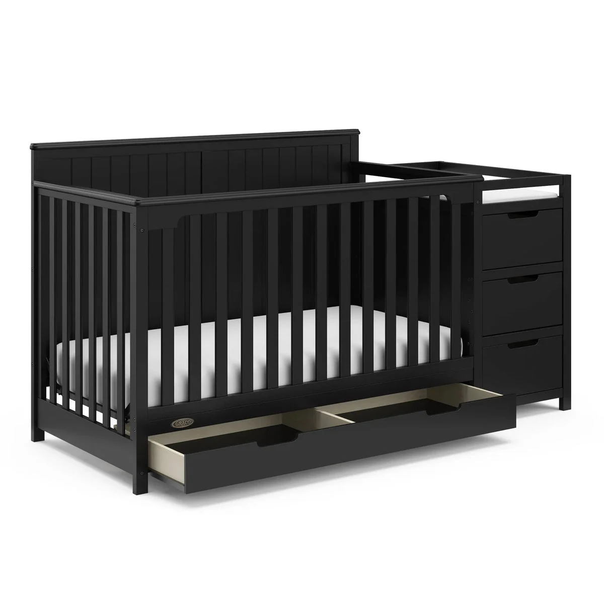 Graco 5-in-1 Convertible Crib and Changer with Drawer - Black