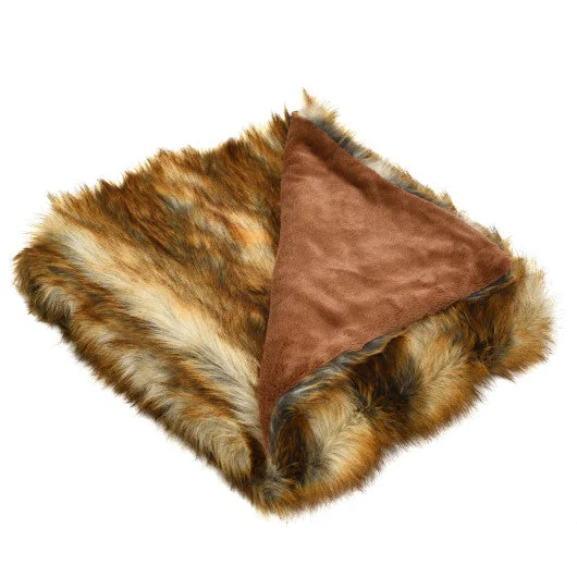 COSTWAY Soft Warm Fluffy for Bed Luxury Plush Faux Fur Blanket -L