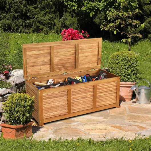 COSTWAY 46 Gallon Acacia Wood Storage Bench Box for Patio Garden Deck