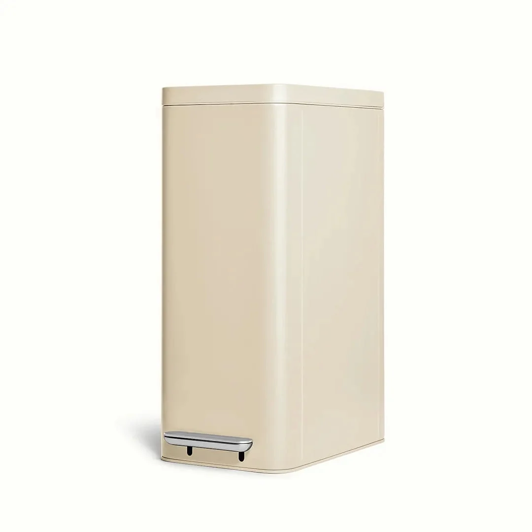 Caraway 45L Slim Step Trash Can - Cream