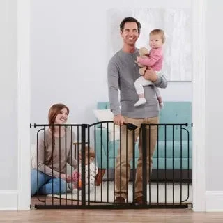Regalo Arched Décor Walk-Thru Baby Gate - Black