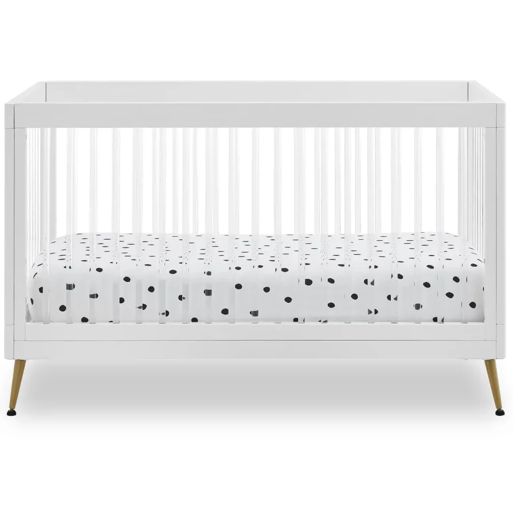 Delta Children Sloane 4-in-1 Acrylic Convertible Crib - Bianca White/Bronze