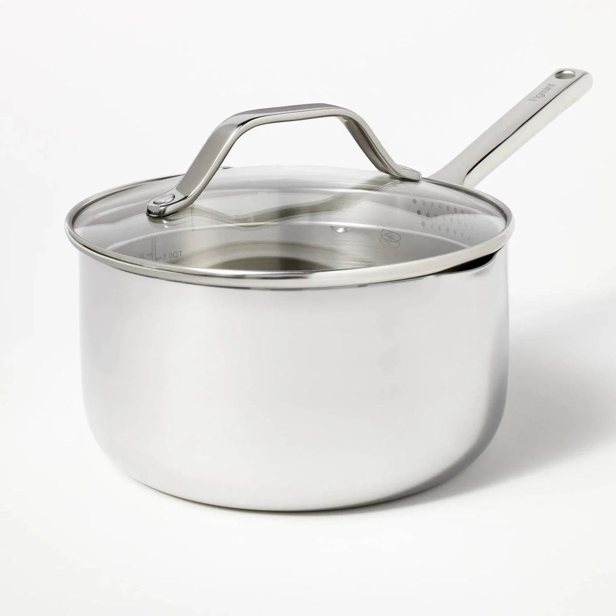 Figmint 3qt Stainless Steel Sauce Pan with Lid - Silver
