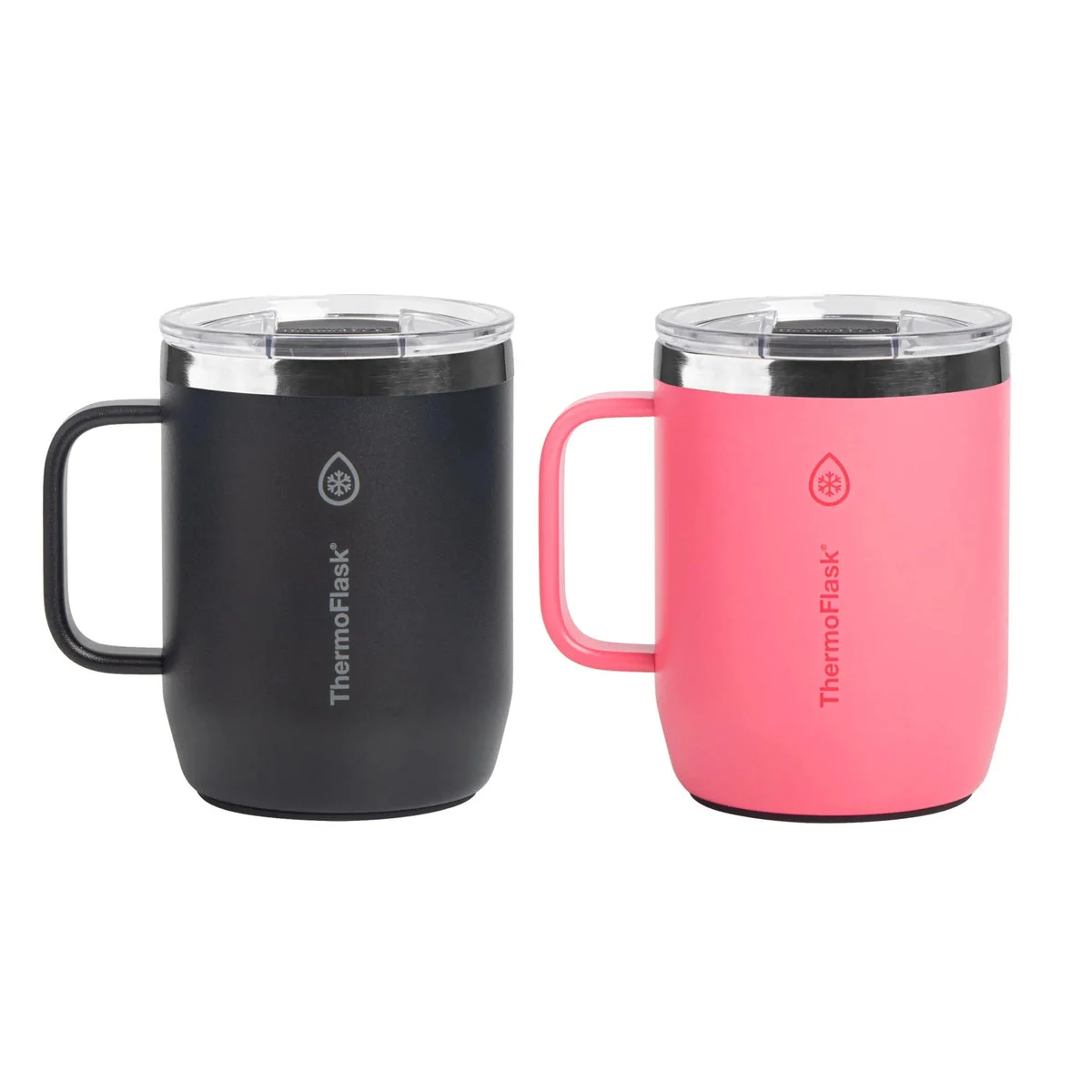 Thermoflask 12Oz Insulated Coffee Mug Set - Pitch Black & Coral Sands