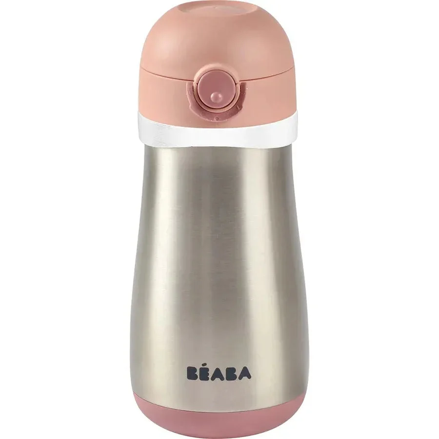 Beaba Stainless Steel Spout Bottle 350ml - Pink