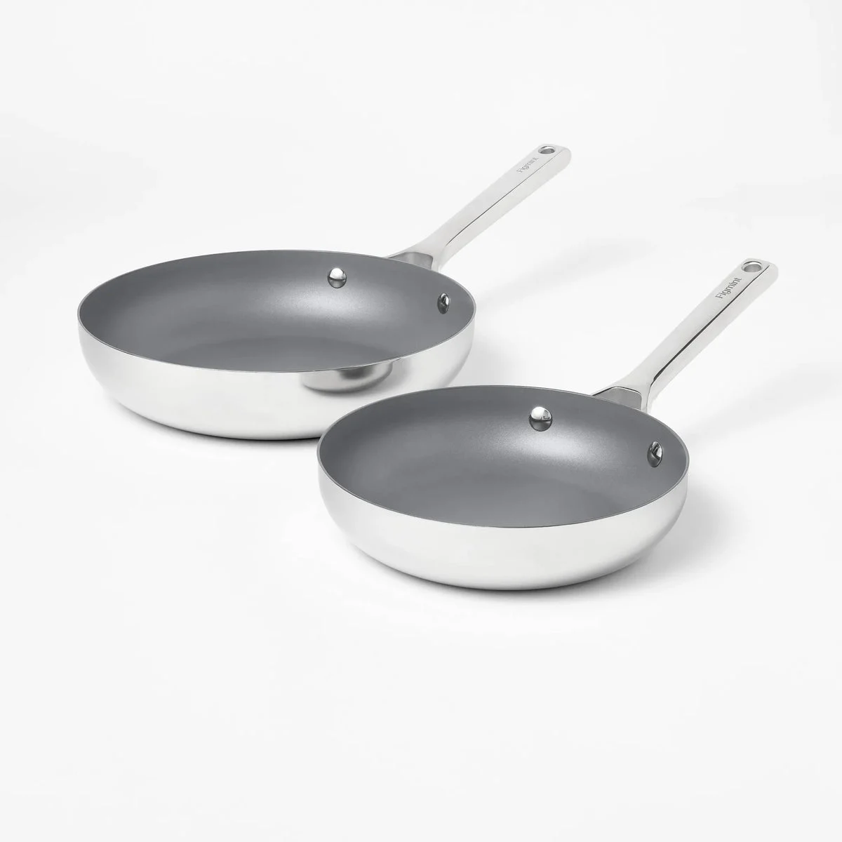 Figmint 2pc Stainless Steel Ceramic Coated Nonstick Fry pan Set Dark Gray (See Description)