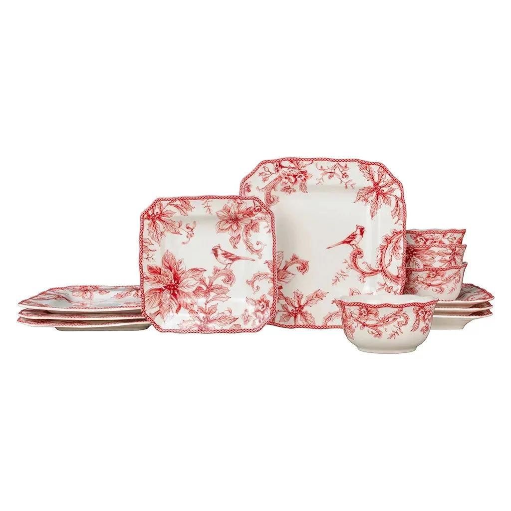 222 Fifth Hudson Valley Christmas Lane 12-piece Dinnerware Set