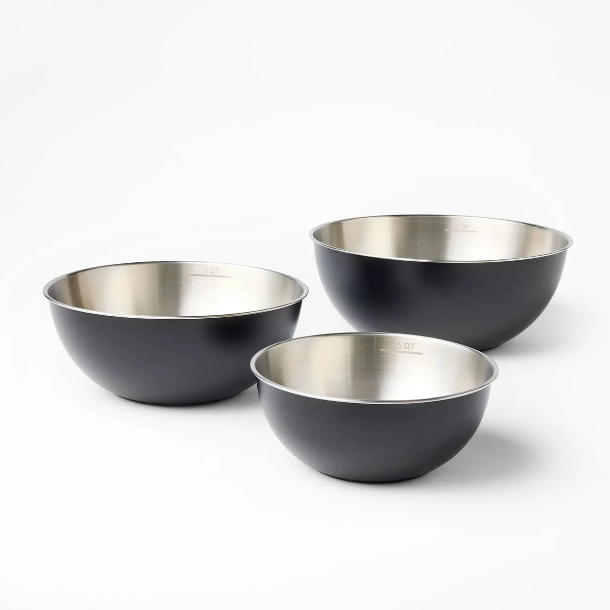 Figmint 3pc Stainless Steel Mixing Bowl Set Black - ™