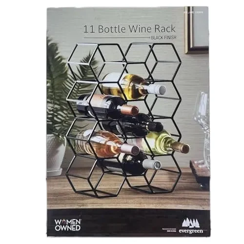 Evergreen Wine Rack, 11 Bottle Capacity - Black