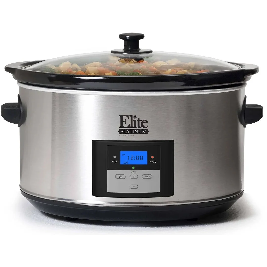 Elite Gourmet 8.5 Qt. Stainless Steel Slow Cooker with Digital Display