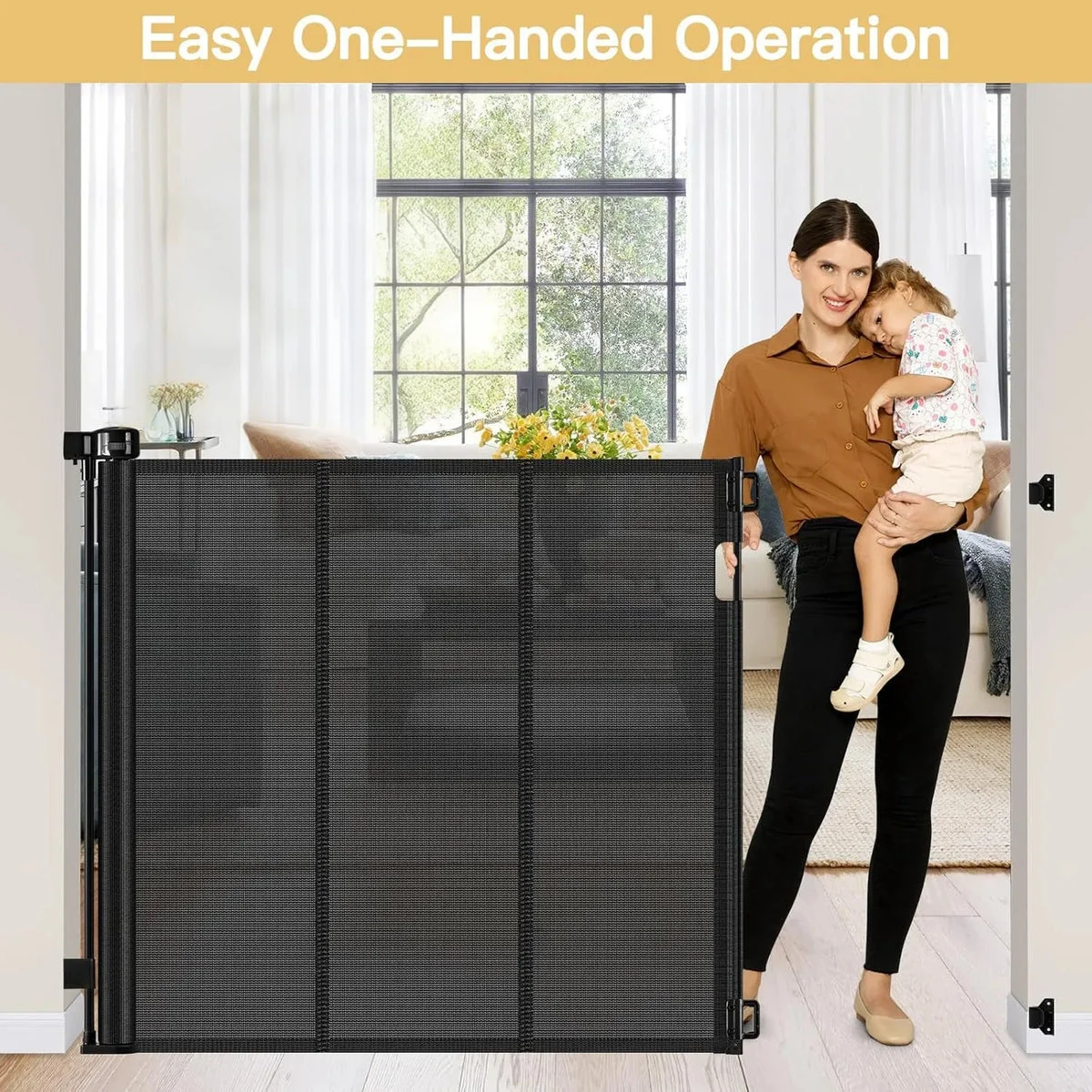Stcockis Retractable Extra Tall Pet Gate - Black