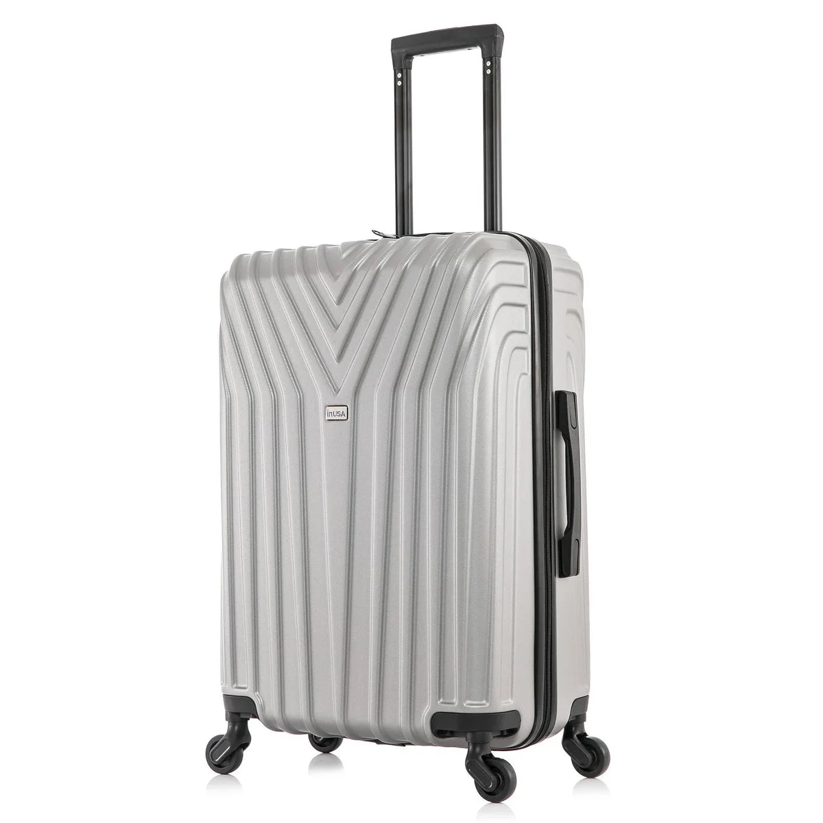 InUSA Lightweight Hardside Medium Checked Spinner Suitcase - Gray