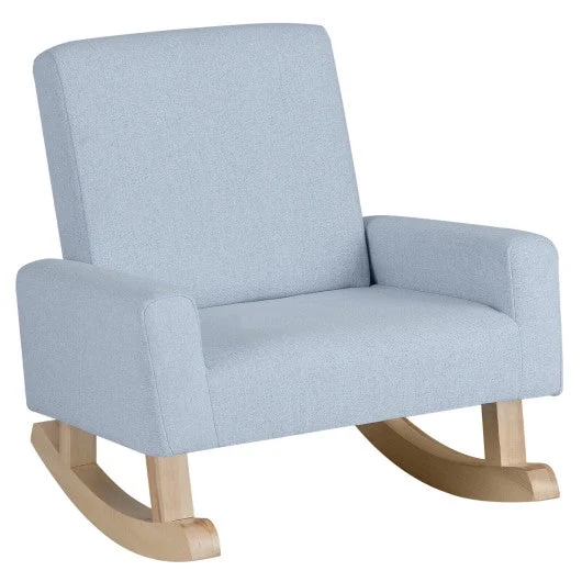 COSTWAY Kids Rocking Chair With Solid Wood Legs-Blue
