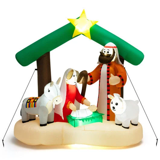 COSTWAY 6.7 Feet Christmas Inflatable Nativity Scene With LED Lights