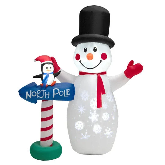 COSTWAY 6 Feet Inflatable Christmas Decoration With Built-in Snowflake Projector