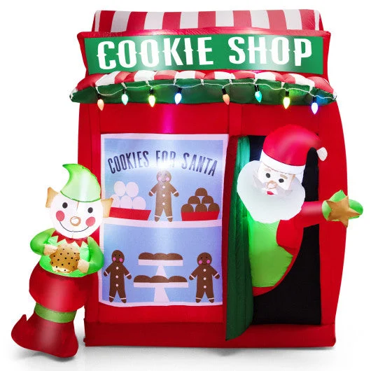 COSTWAY 6.3 Feet Inflatable Gingerbread Cookie Shop With Santa Claus