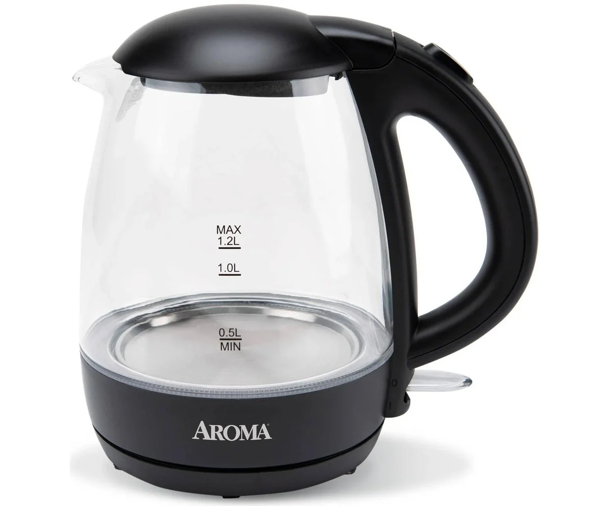 Aroma 1.2L Glass Electric Kettle with LED Indicator