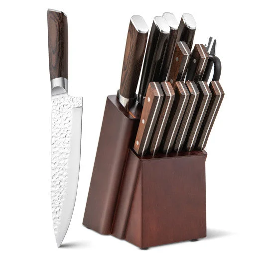 COSTWAY 15 Pieces Stainless Steel Knife Set With Ergonomic Handle