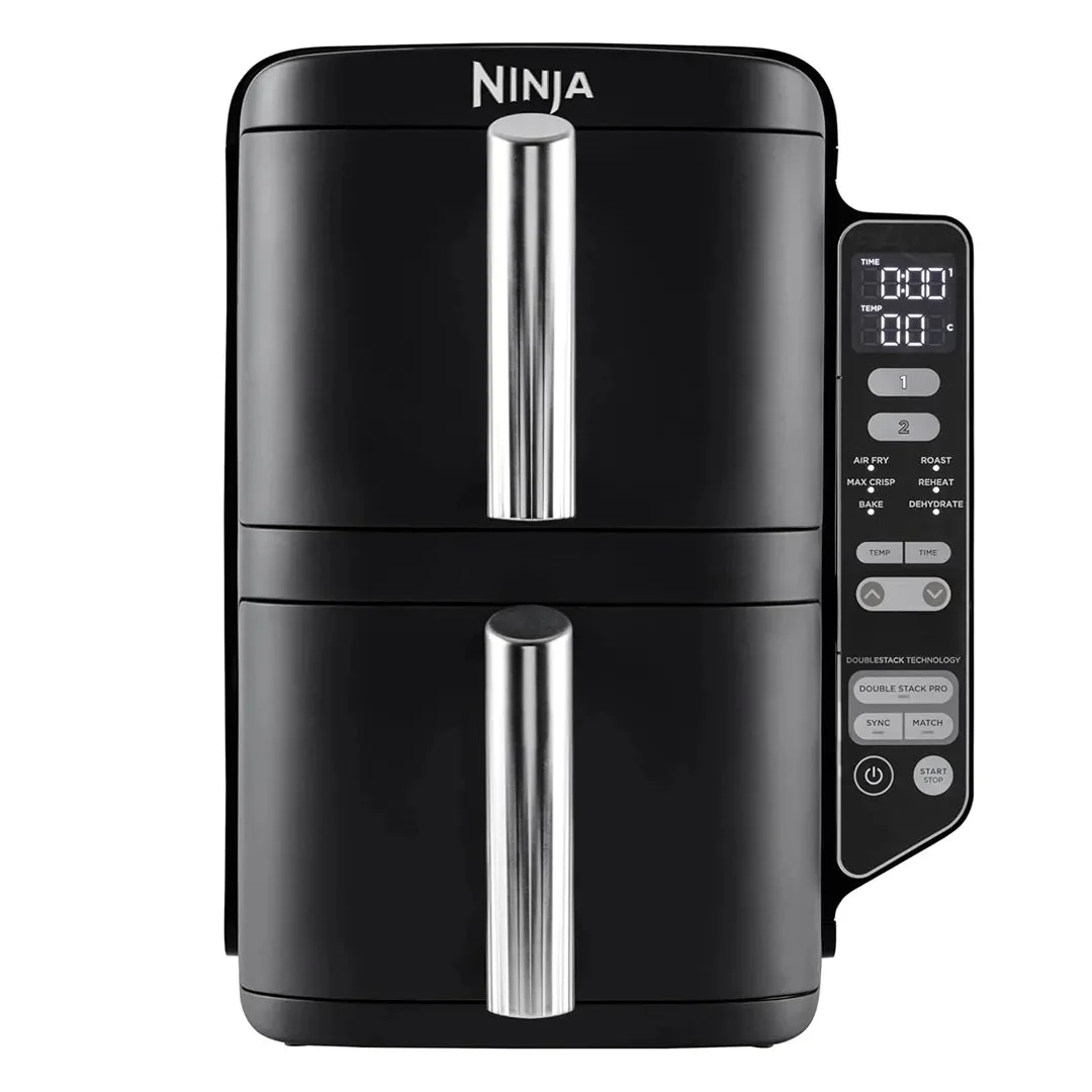 Ninja DoubleStack 4-in-1 8 Qt Air Fryer w/ Smart Finish, Space Saving, 2 Baskets, SL200 Black