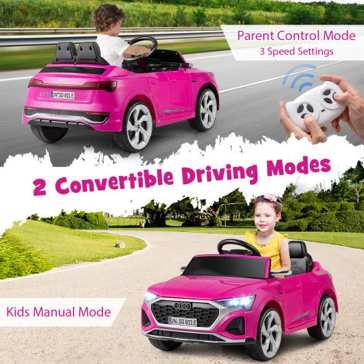 COSTWAY 12V Kids Ride on Car Licensed Audi SQ8 With Remote Control and 3 Speeds-Pink