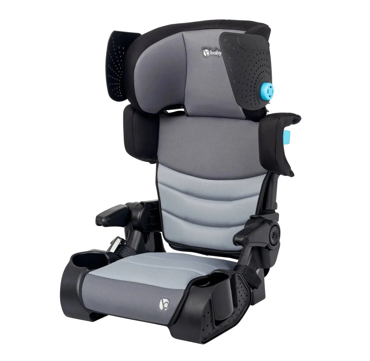 Baby Trend Koa Slim High Back Booster Car Seat with Side Sun Visors and Latch - Cosmic Gray