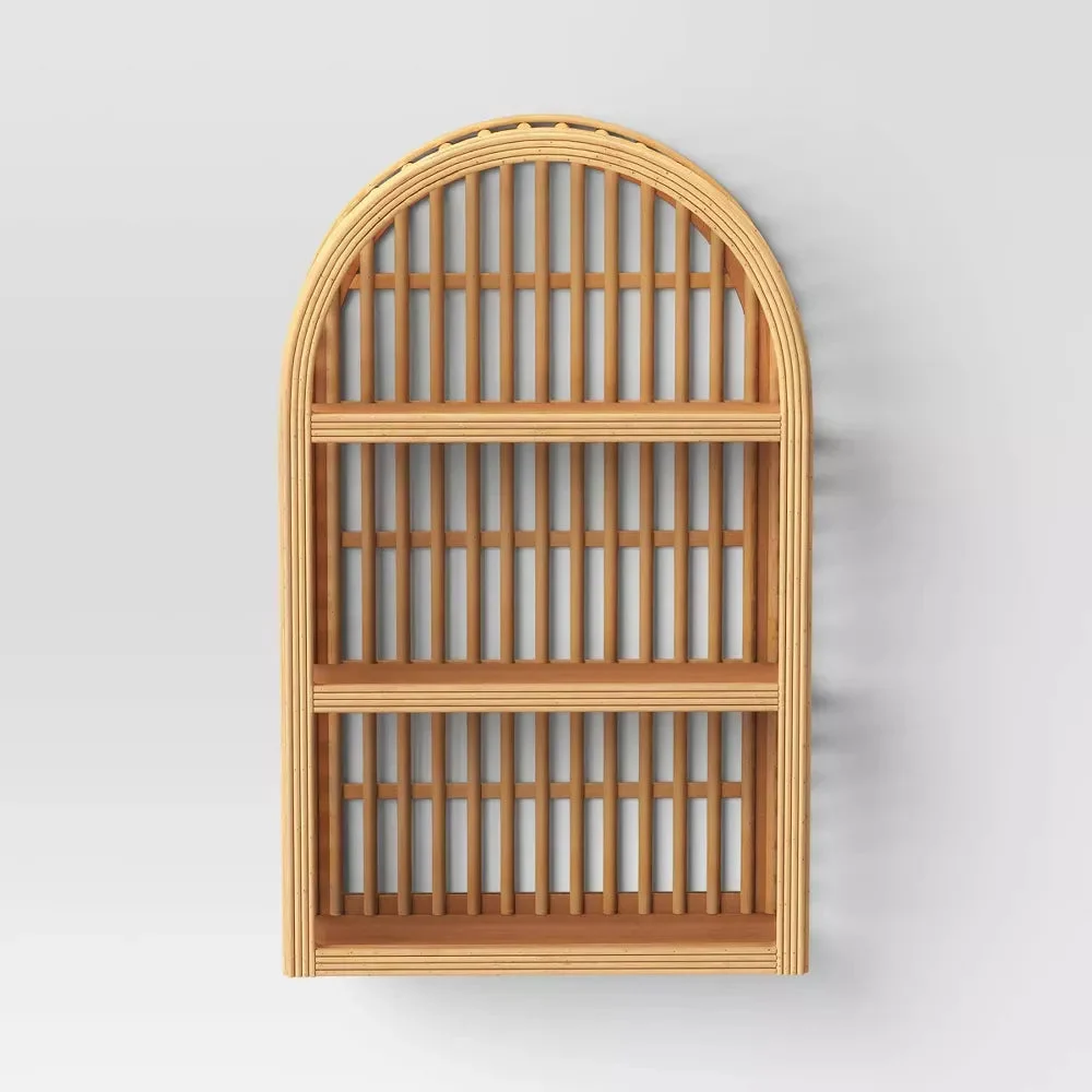 Threshold Wood and Rattan Wall Shelf - Natural