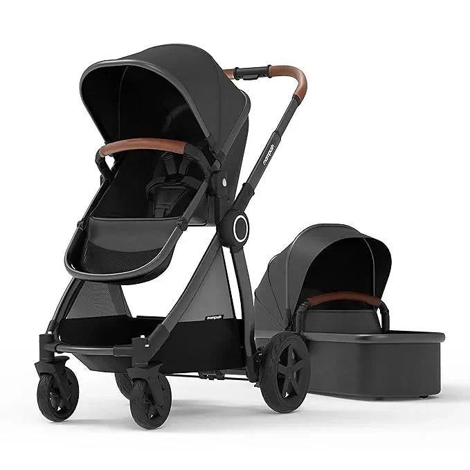 Mompush Ultimate 2 Stroller + Bassinet - Black / Black Frame