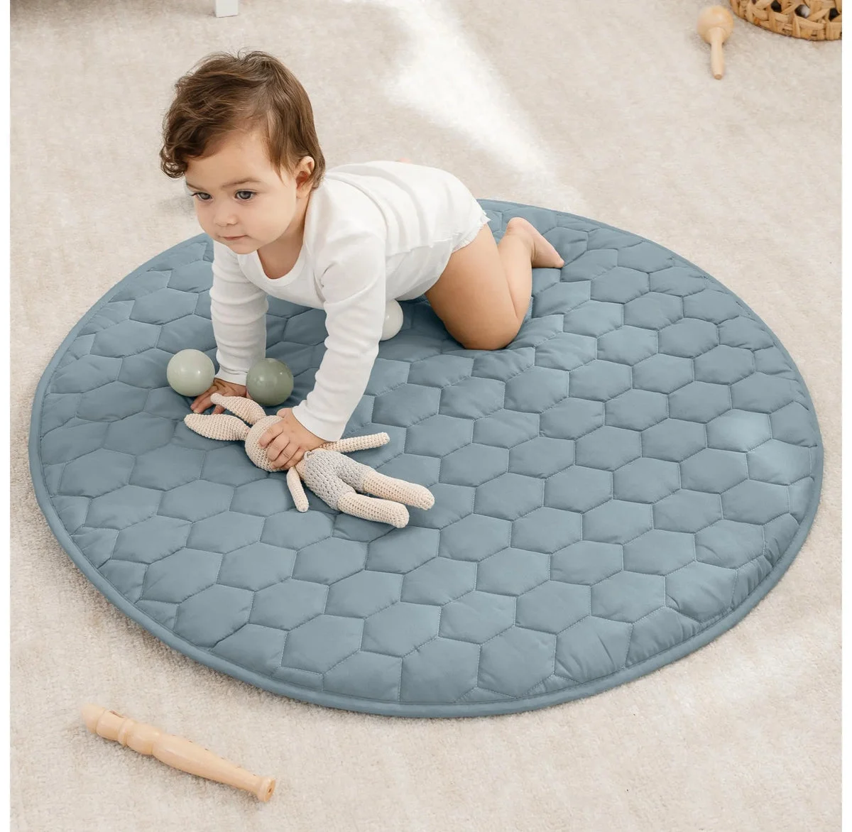 Comfy Cubs Kids Play Mat - Soft and Comfortable Non-Slip Mat - Pacific Blue
