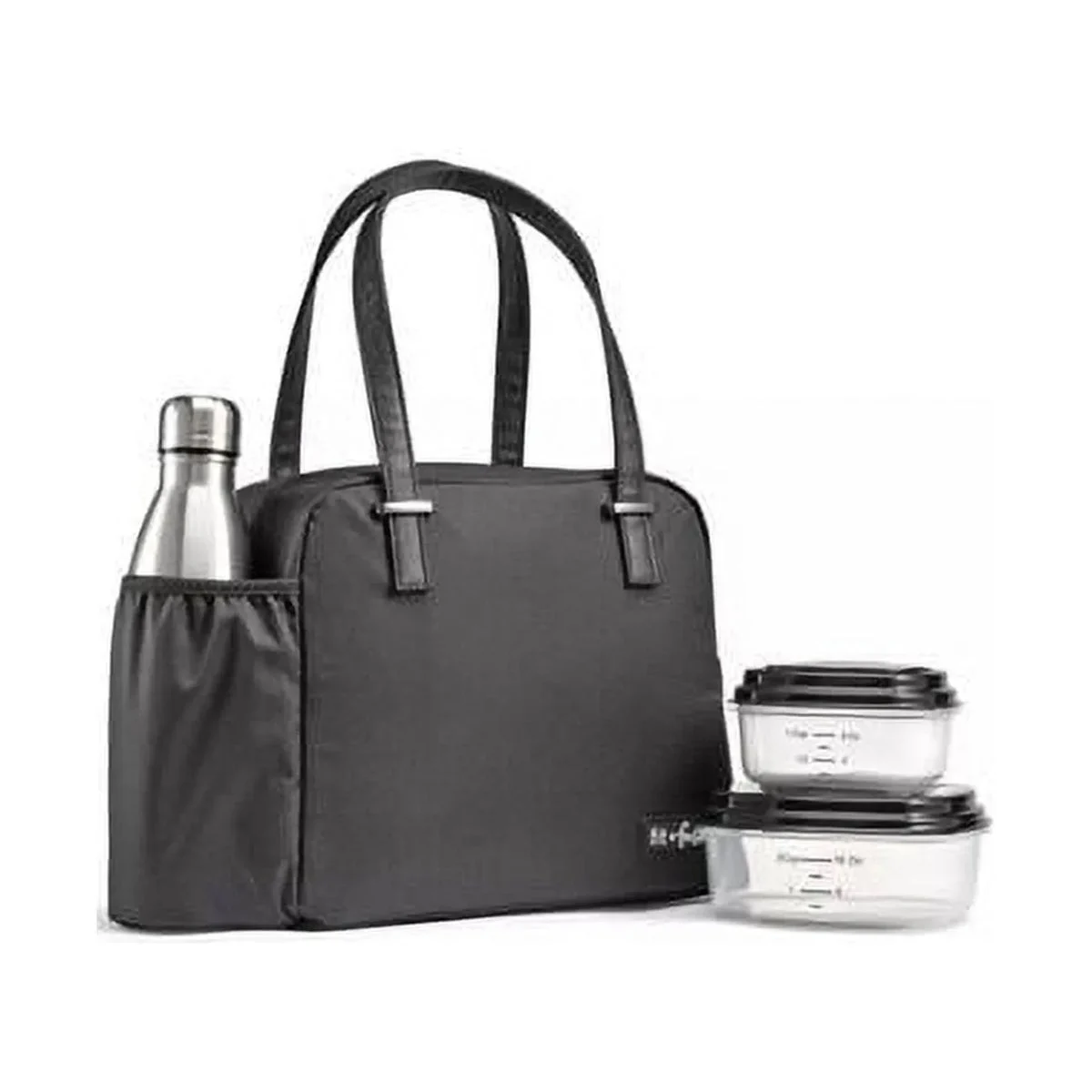 Fit & Fresh Laketown Lunch Bag with Containers and SS Water Bottle - Black