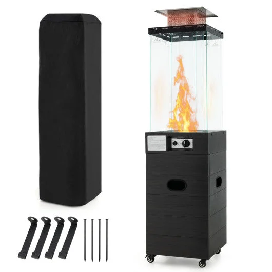 COSTWAY 40000 BTU Patio Heater Outdoor Propane Gas Heater With Cover and Wheels-Black