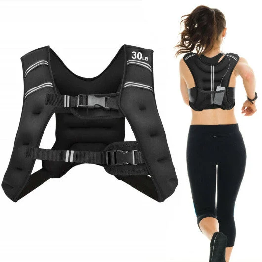 COSTWAY 30LBS Workout Weighted Vest With Mesh Bag Adjustable Buckle-30 Lbs