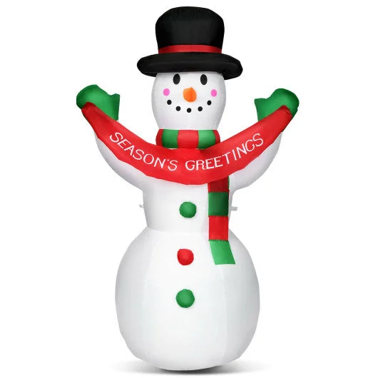 COSTWAY 6 Feet Inflatable Christmas Snowman With LED Lights Blow Up Outdoor Yard Decoration