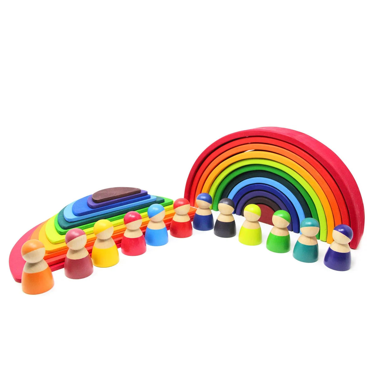 GREEN WALNUT Large Rainbow Stacker Bundle - Rainbow Stacking Toy