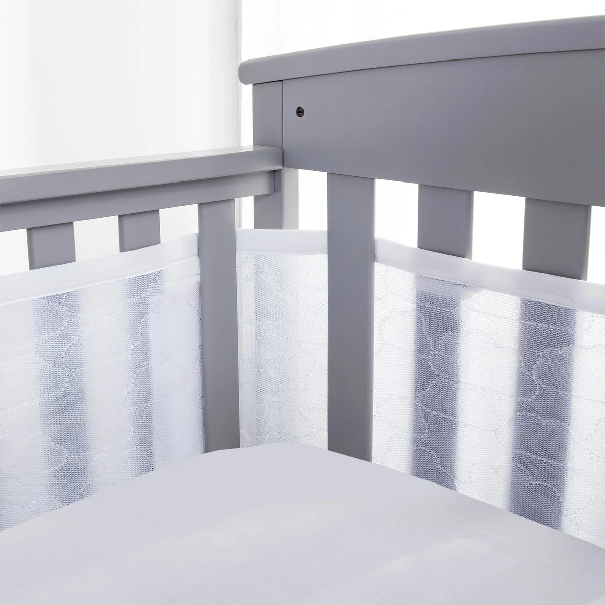 BREATHABLE BABY Breathable™ Mesh Liner for Full-Size Cribs, Sheer Deluxe 5mm Mesh, Clouds (Size 4FS Covers 3 or 4 Sides)