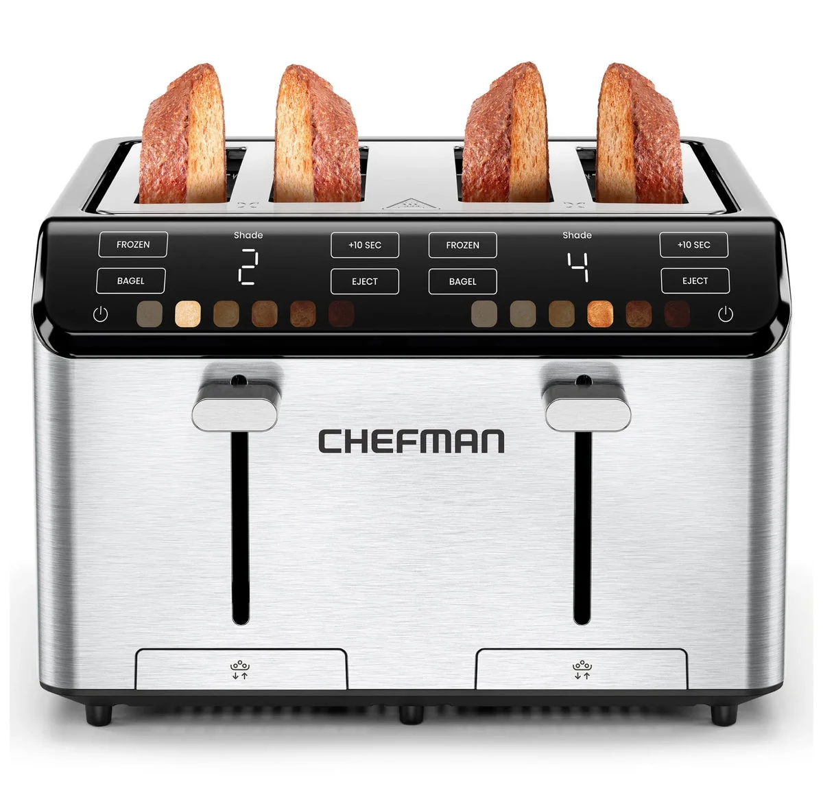 Chefman Smart Touch™ 4 Slice Digital Toaster with 6 Touchscreen Shade Settings – Stainless Steel