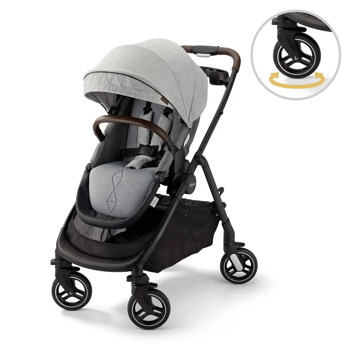 Graco Premier Modes Merge Stroller with EZ Spin Wheels for 360 Rotation - Midtown