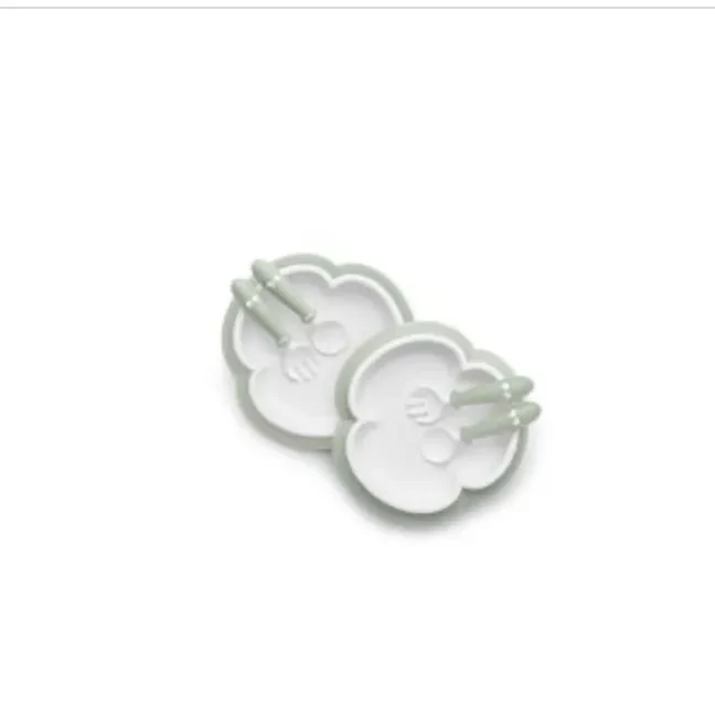 BabyBjörn Baby Plate, Spoon and Fork Set - Powder Green