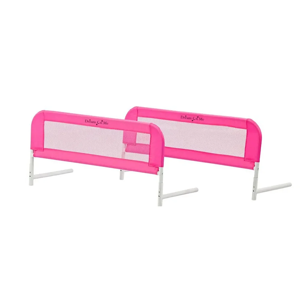 Dream On Me Lightweight Mesh Security Adjustable Bed Rail Double Pack - Pink