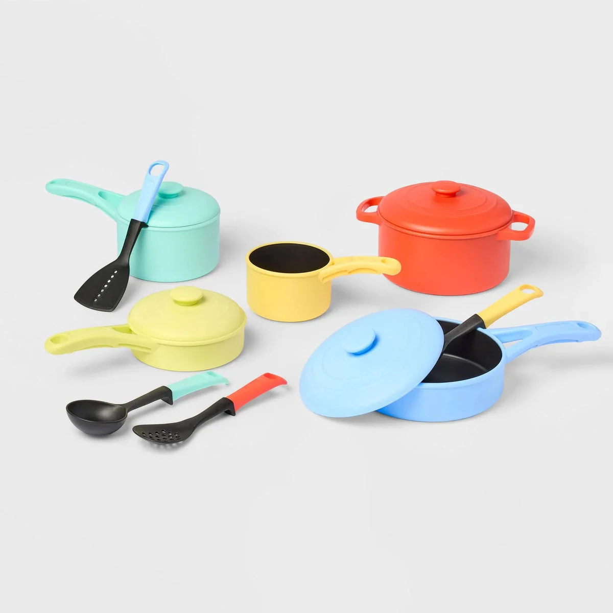 Gigglescape Pots & Pans Set - 16-Piece Plastic Cookware Set