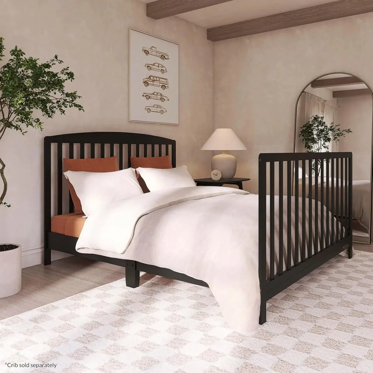 Dream On Me Universal Crib to Full Size Bed Conversion Kit - Matte Black