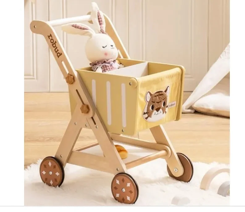 Robud RBaby Push Walker Doll Stroller, Wooden Shopping Cart