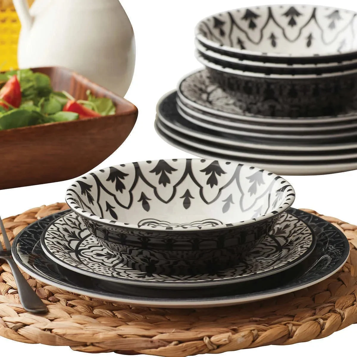 Pandex Melamine Dinnerware Plate Set - 12-Piece