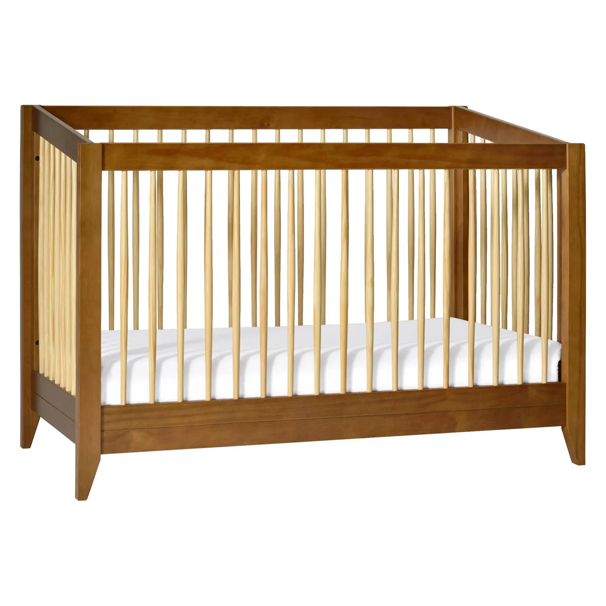 Babyletto Sprout 4-in-1 Convertible Crib with Toddler Bed Conversion Kit - Chestnut and Natural