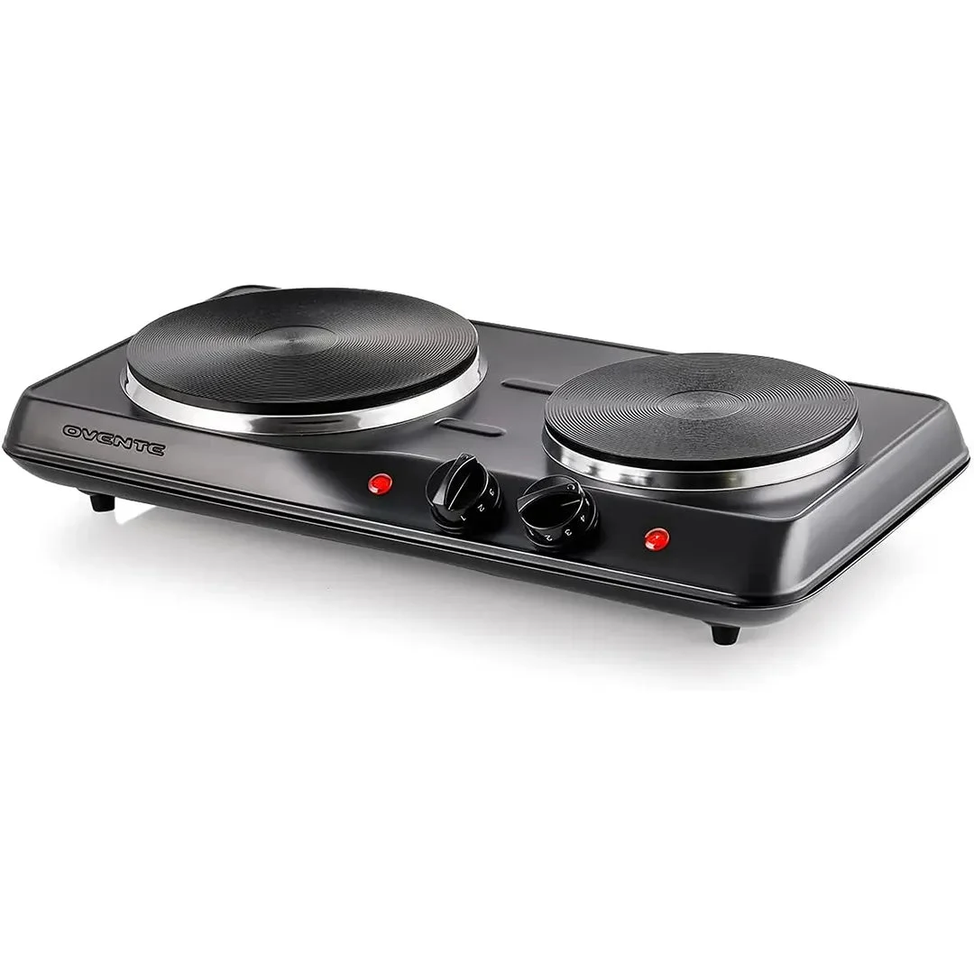 Ovente Electric Double Burner Cooktop - Black