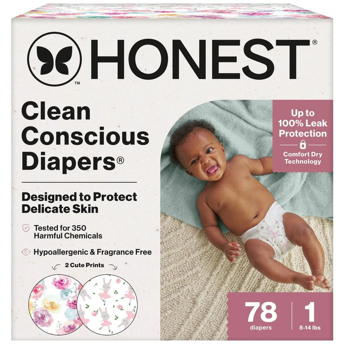 The Honest Company Disposable Diapers - Tutu Cute & Rose Blossom - Size 1