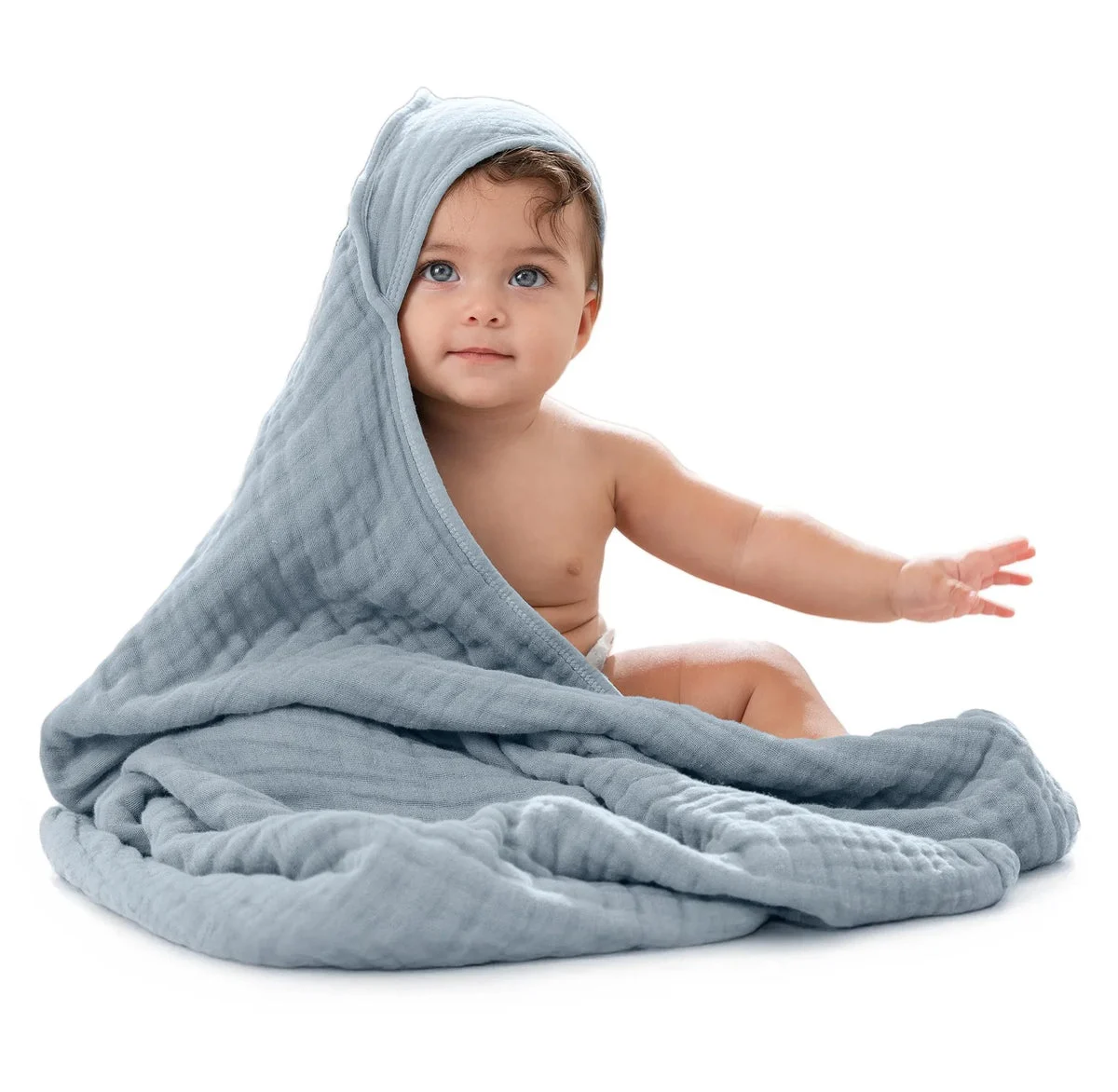 Comfy Cubs Hooded Baby Towels - 6 Layer, 100% Muslin Cotton - Large 32 Inch