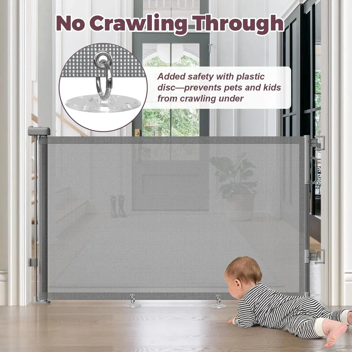 cideny Retractable Baby Gate - Gray